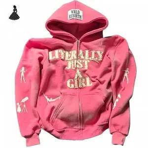 ZMH-American Y2K hip-hop letter 3D printed hoodie personality street men and women loose zipper cardigan top Menswear Sweatshirts Casual Long Sleeve Jeans Shorts