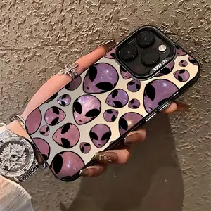Mythical Alien Pattern Phone Case for iPhone 16 15 14 13 12 11 Pro Max X XR XSMAX 8 7 Plus Anti-Shock Frosted Back Cover Protection Protective Casing Smartphone