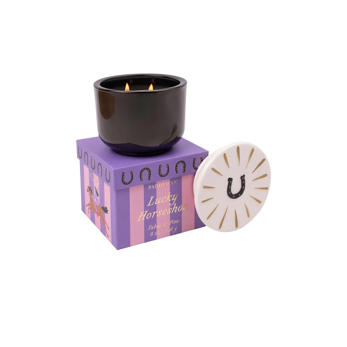 Paddywax Lucky Horseshoe Candle in Tabac & Pine