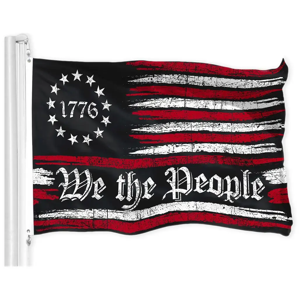 We the People American Historical Flag Banner, 3x5 Ft LiteWeave Pro Series 150D Polyester Printed, Indoor/Outdoor Use, Vibrant Colors, Brass Grommets, Thicker & More Durable Than 100D-75D Polyester
