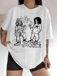 Women's Rastafarian Themed Round Neck Graphic Tee, Street Fashion Casual Short Sleeve T-shirt for Daily Wear, Ladies Clothes for All Seasons, Top