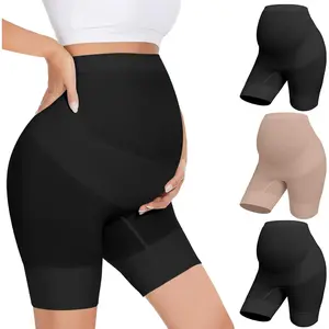 Maternity Underwear Over Bump, Womens High Waist Mid-Thigh Pregnancy Shapewear Boyshorts Panties for Under Dresses