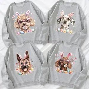 [Sale Up To 50%] Custom Easter Bunny Dog Coquette Sweatshirt, Watercolor Easter Dog Bunny ears, Dog Mom Coquette Sweatshirt, Happy Easter Day Gift, Dog Mom Gift