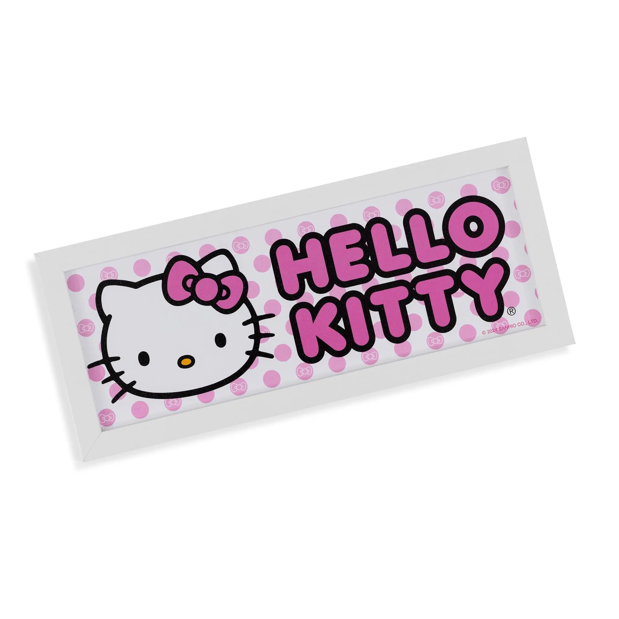 Sanrio Hello Kitty Pink 12x5 Inch Framed MDF Wood Art Print, Artistic Home Decor for Room Wall