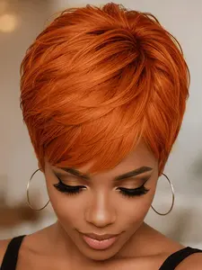 Short Bob Wig Human Hair Pixie Cut Wigs for Women Human Hair Wig with Bangs Chic Wigs Trendy Wigs