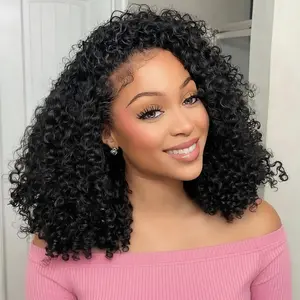 [3 IN 1 HALF WIG] Bling Hair Kinky Curly Glueless 250% Density Half Wig Human Hair Ready Go Glueless Wigs Human Hair Curly 3 In 1 Half Wigs for Women Drawstring Seamless Flip Headband Wig Beginner Friendly summerwins