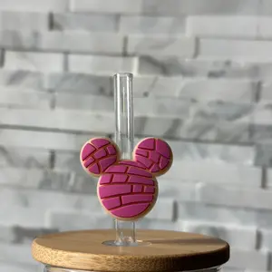 Pink concha mouse Straw topper