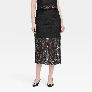 Women's Lace Midi A-Line Skirt - A New Day