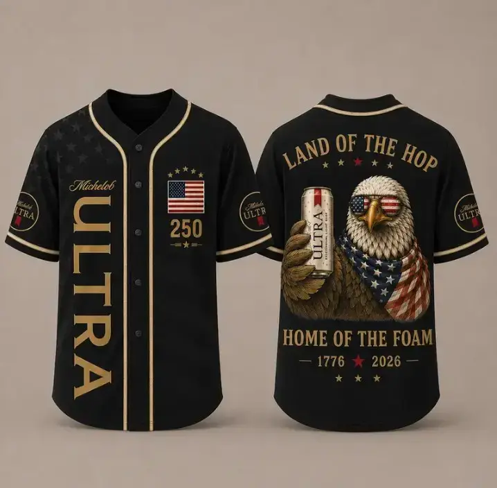 [HOT 2026- 4 Colors] MICHELOBB ULTRA Land Of The Hop Baseball Jersey Patriotic Eagle Beer Shirt USA 250th Anniversary Americana Streetwear Fourth Of July Party Jersey