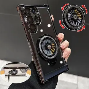 Transparent Rotating Gyroscope Stand Anti-Drop Protective Phone Case Cover, Fits Samsung Galaxy S26 Ultra S25 Ultra S24 Ultra S23 Ultra S22 Ultra