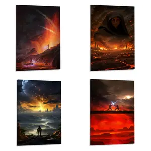 Wan Kenobi VS Anakin Poster Wall Art Canvas Prints Star Movie Wars Posters for Bedroom Wall Decoration Cotton Glossy Hand Stretched Ready-to-Hang USA Crafted modern painting living room poster cuadro Vintage Season