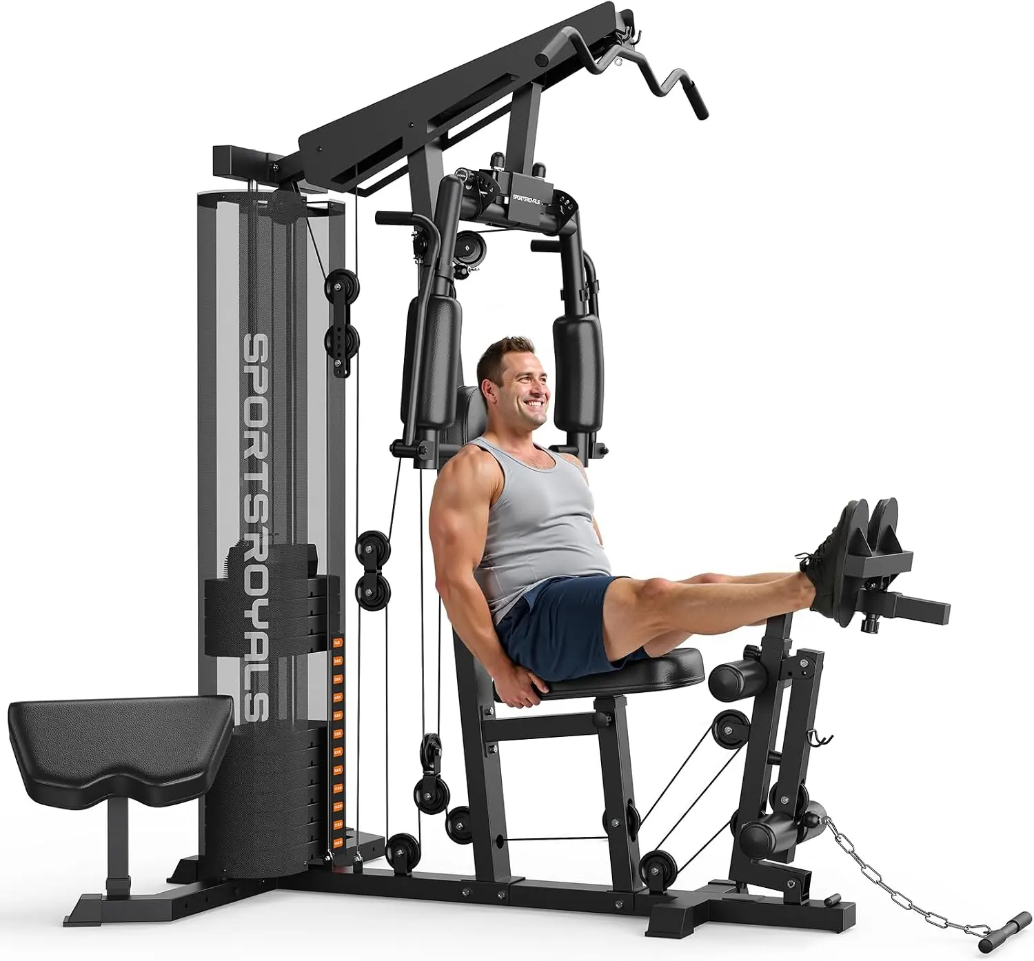 CGYSPORTSROYALS Home Gym, Multifunctional Workout Station with Leg Press | 150LBS Weight Stack Full Body Workout Equipment for Home Exercise Fitness Strength Training