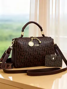 2-piece Boston-style women's handbag, premium letter printed shoulder and crossbody bag, large-capacity women's bag with adjustable wide and narrow double shoulder straps, suitable for multiple occasions, perfect gift for gifting, Casual Trendy Handbag