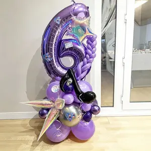 33pcs Kpop Music Theme Birthday Balloon Set, Numbers 0-9, Sparkle Stars, Party Decorations, Disco, New Year, Rock Themes, Party Balloons Decorations