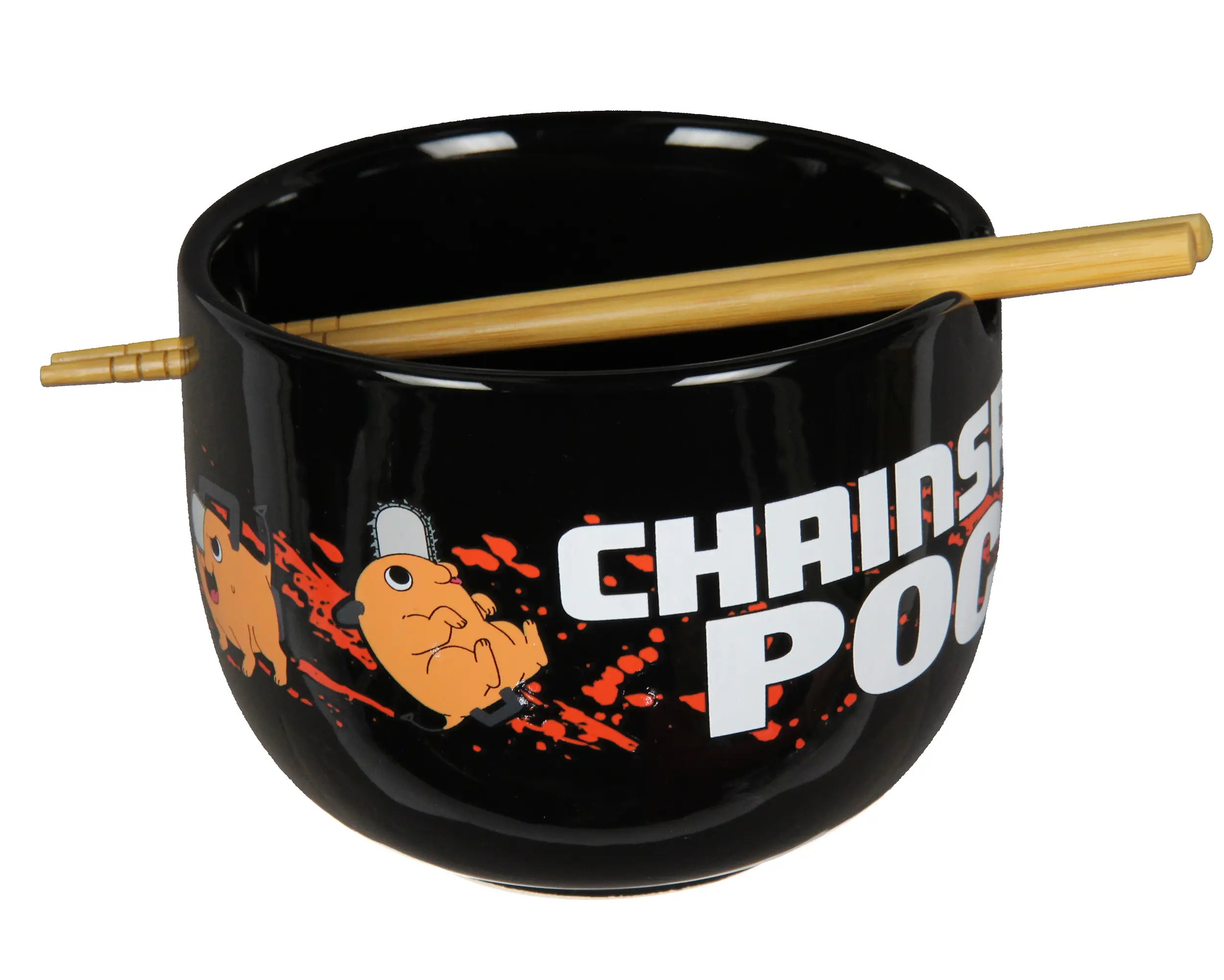 Chainsaw Man Pochita 14oz. Ramen Bowl with Bamboo Chopsticks Gift Box Set, Sturdy, Tableware