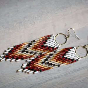 Boho Rattlesnake Dream Catcher Fringe Earring Hoop - Handmade Beaded Jewelry for Women