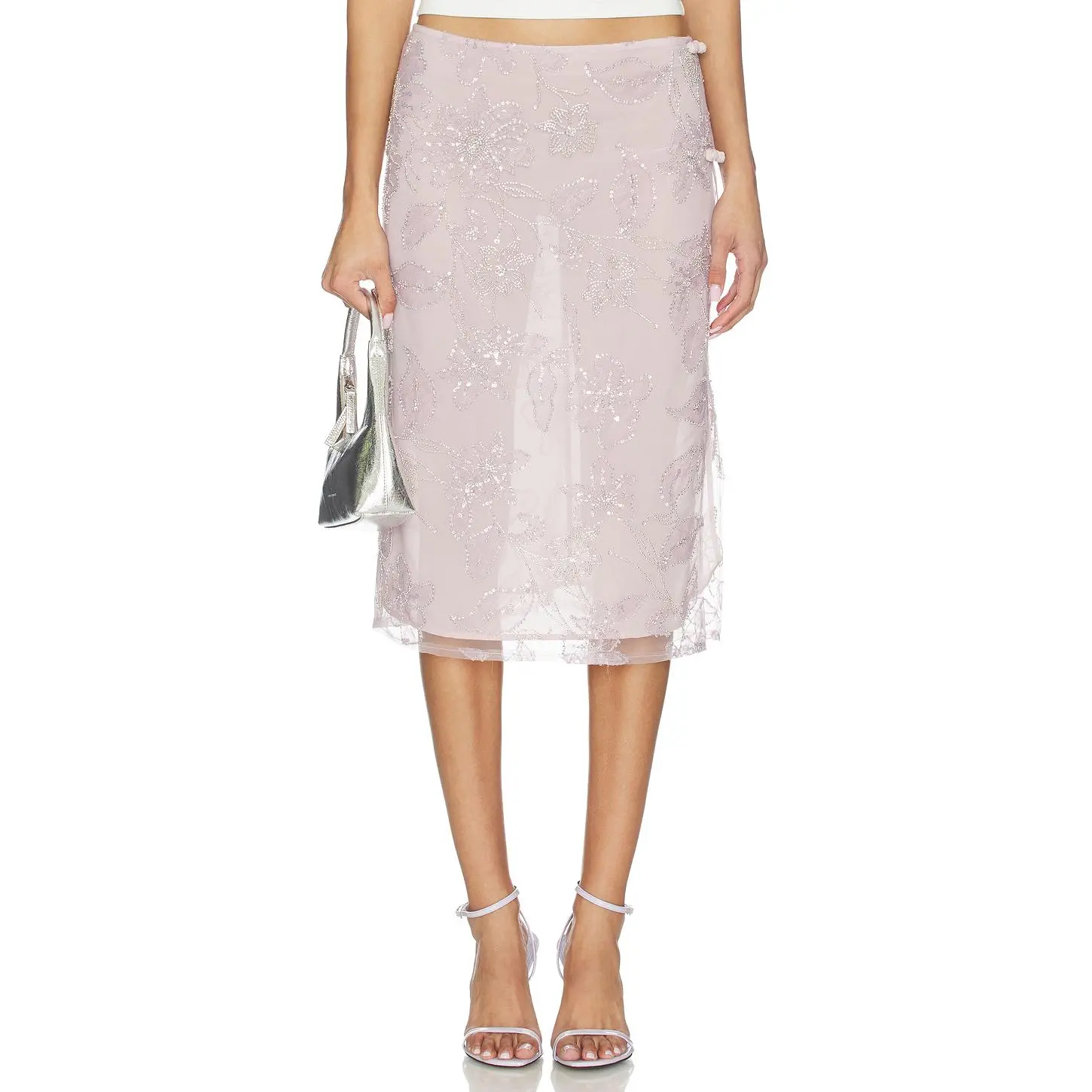 SAU LEE Grace Midi Skirt in Solf Lilac SAU LEE Grace Midi Skirt in Solf Lilac