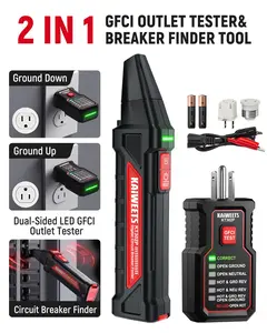 KAIWEETS Circuit Breaker Finder Tool Kit, GFCI Outlet Tester with Dual-Sided LED Indicators, Electrical Circuit Tracer Tool with Flashlight, Includes Carrying Case and Adapters- KT302P