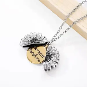 **Sunflower Necklace | You Are My Sunshine Locket for Women**