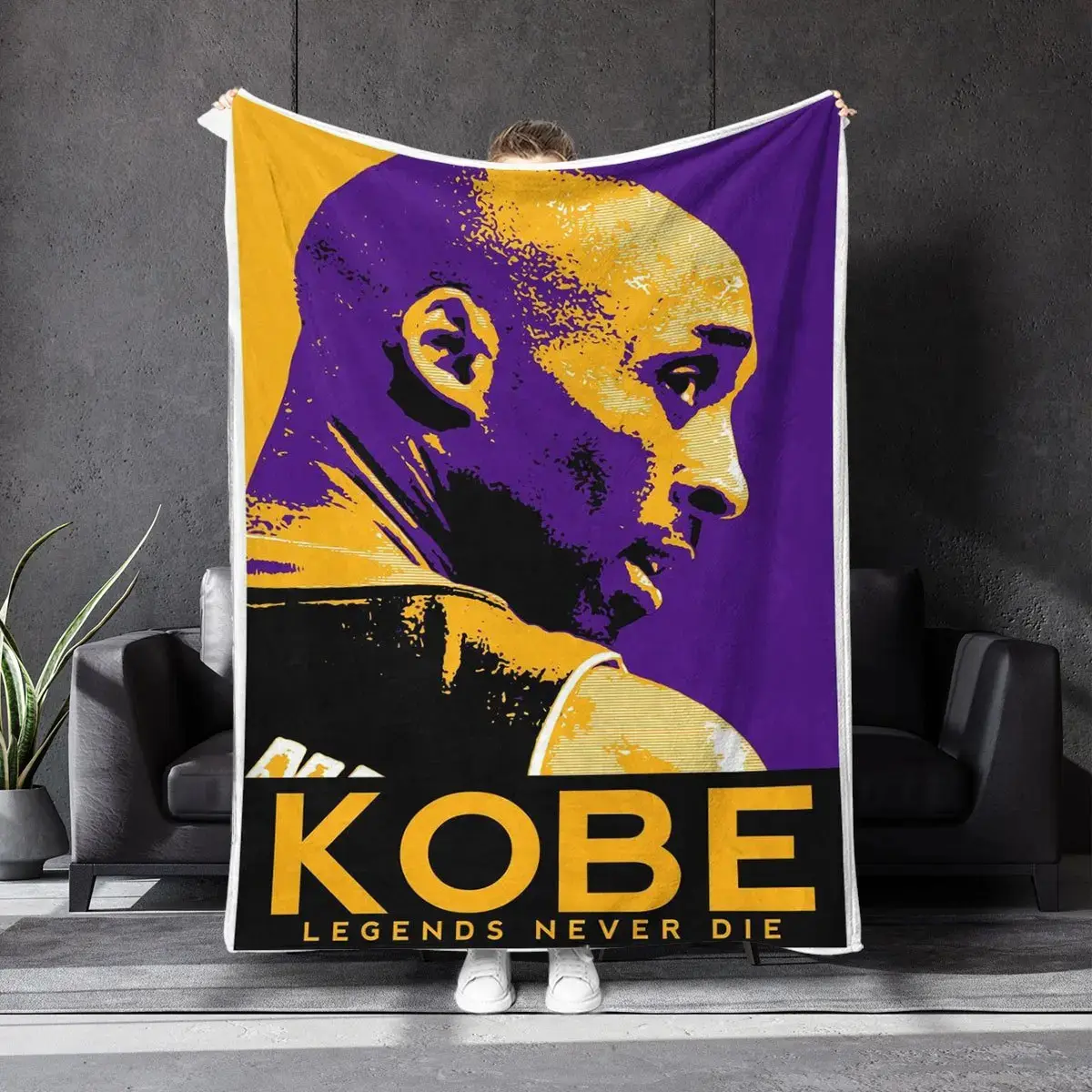 Black Mamba Kobe Bryant Basketball Throw Blanket, Lightweight Soft Warm Durable Flannel for Bedroom Living Room Sports Watching, Picnic Blanket, Coloring Dorm