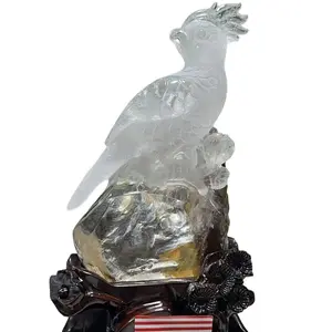 Garden quartz parrot carvings