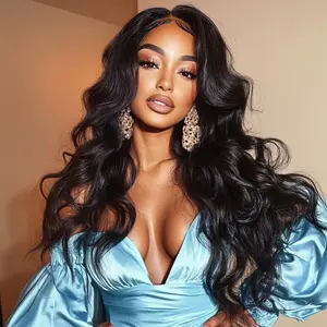 Sunber 13x4 HD transparent Lace Front wigs Human Hair Pre Bleached Tiny Knots Glueless Ready To Wear Body Wave With Drawstring Natural Black 180% Density Lace Closure Wigs Frontal Wig TikTokShopSpringGlowUp
