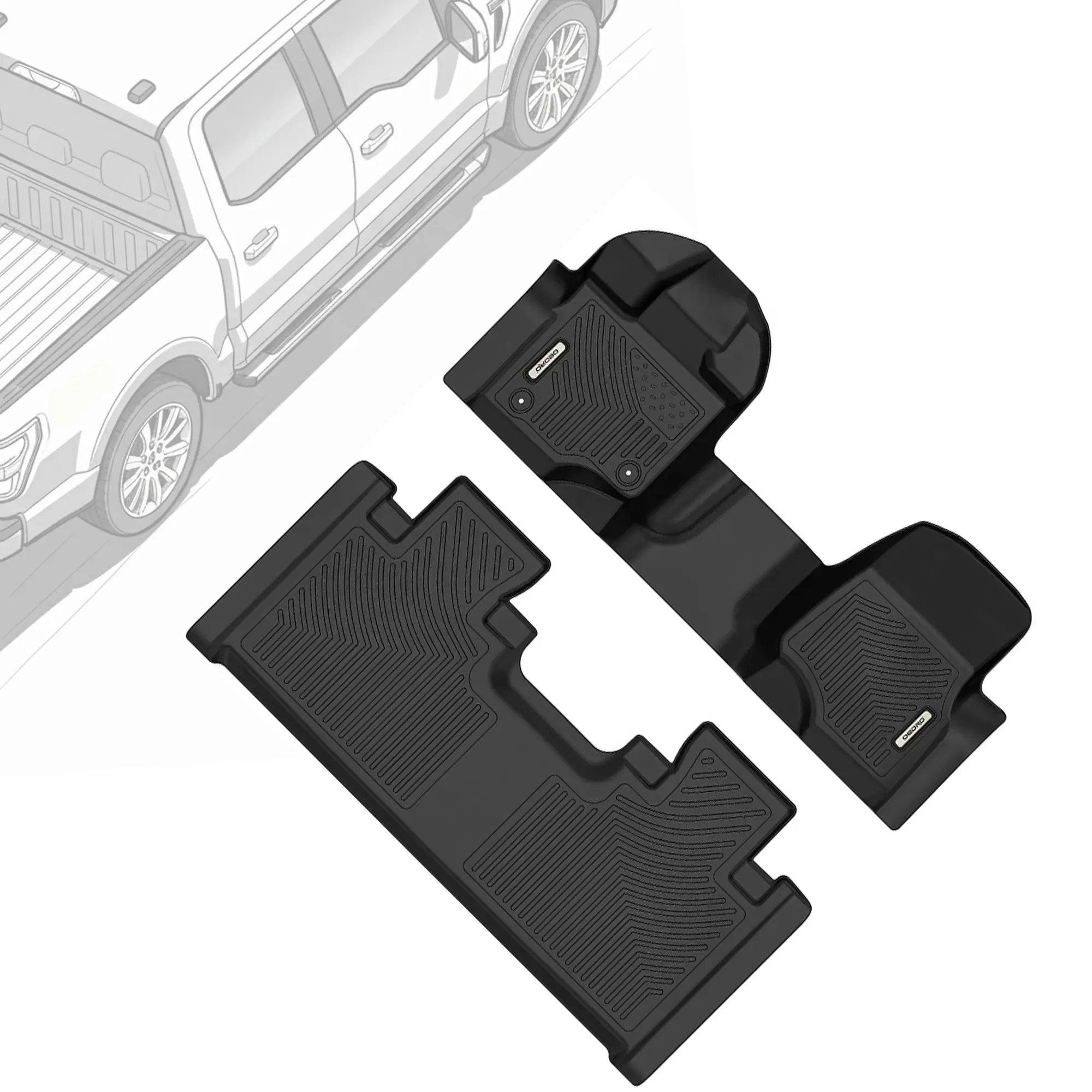 【fathersdaygift】OEDRO TPE Floor Mats fits 2015-2026 Ford F-150 SuperCrew Cab with 1st Row Bench Seats, All Weather, Waterproof