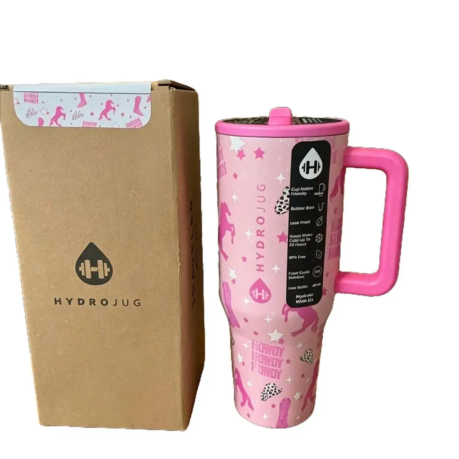 HydroJug 40oz Stylish Animal-Print Classic Traveler Tumbler, Triple-Wall Insulation, Flip-Straw Lid, Portable Vacuum Insulated Flask for All-Day Hydration, Water Bottle