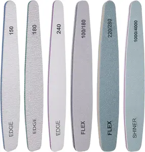 6 Pcs Nail File and Buffer Set 100/150/180/220/240/280/1000/4000 Grit Soft Nail Filer & buffers Filing Emery Board Home Salon Manicure Acrylic