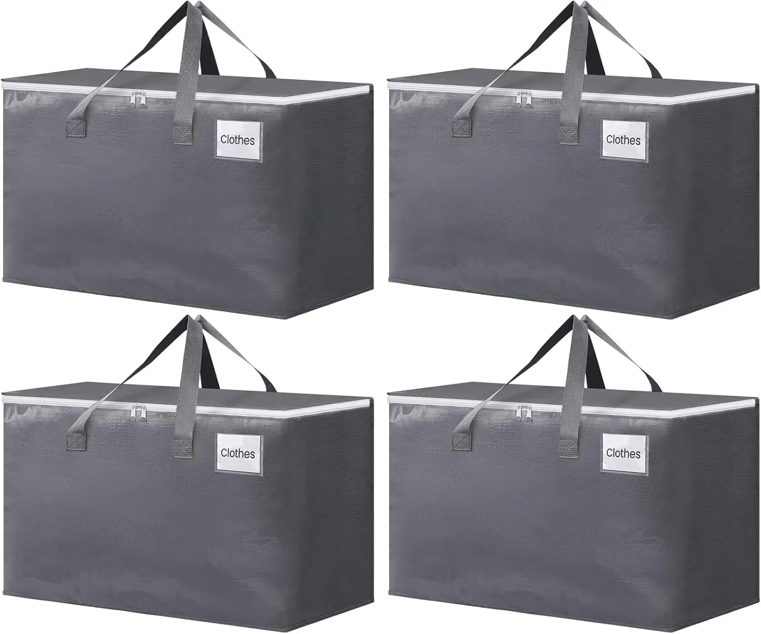 UNIQDESIGN 93L Heavy-Duty Plastic Moving & Storage Containers with Lids, Zippers, Dual Straps, Smooth Handles, Fold-Flat, Space-Saving Totes for Moving, Camping