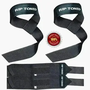 Lifting Straps & Wrist Wraps Combo Pack - Full Black Stiff (18-inch Wrist Wraps)