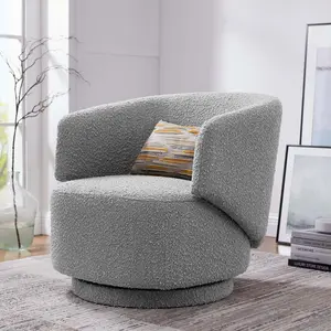Modway Celestia Boucle Fabric Swivel Chair in Light Gray