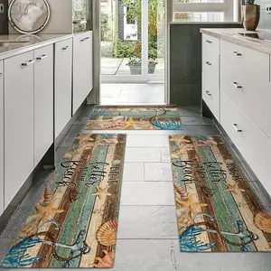 Kitchen Mat Set 2pcs/3pcs, Daily Use Kitchen Rug Set, Ocean Style Kitchen Mats, Soft Durable Entry Door Mat, Soft Floor Mat, Home Decor