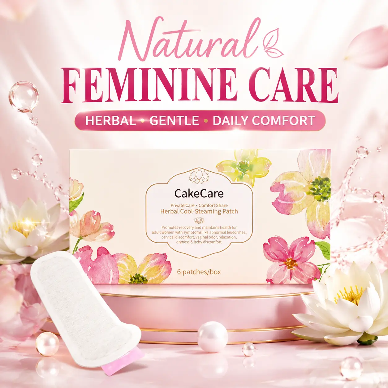 Feminine Herbal Care Pads – Natural Botanical Formula with Snow Lotus, Motherwort & Safflower Extracts, Designed for Daily Personal Care, Provides Gentle Comfort, Fresh Feeling & Soothing Care, Ideal for Women’s Everyday Hygiene Routine & Self-Care