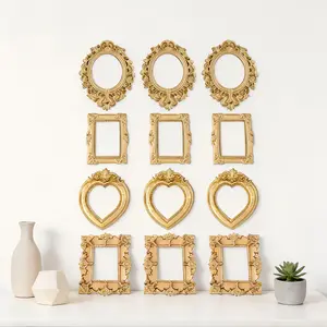 12 Pack Vintage Mini Picture Frames DIY Jewelry Display Antique Resin Photo Frame Wall Hanging for Party Decoration Beauty & Personal Care 3D Floral Carving Edges Baroque Style
