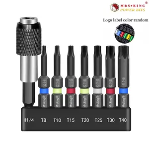 T8-T40 Impact Insert Strong Magnetic Non-Slip Bit Set, 8 Pieces, Durable 50mm 1.97 Inch Tool Accessories for Professionals