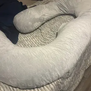 AIT Corp Grey Maternity Pillow for Pregnant Women - J Shaped Full Body Pillow with Velvet Cover, side sleep ,gift for pregnant,  pregnancy products, full body pregnancy pillow,  Maternity Pillow Cover with Lark Design,