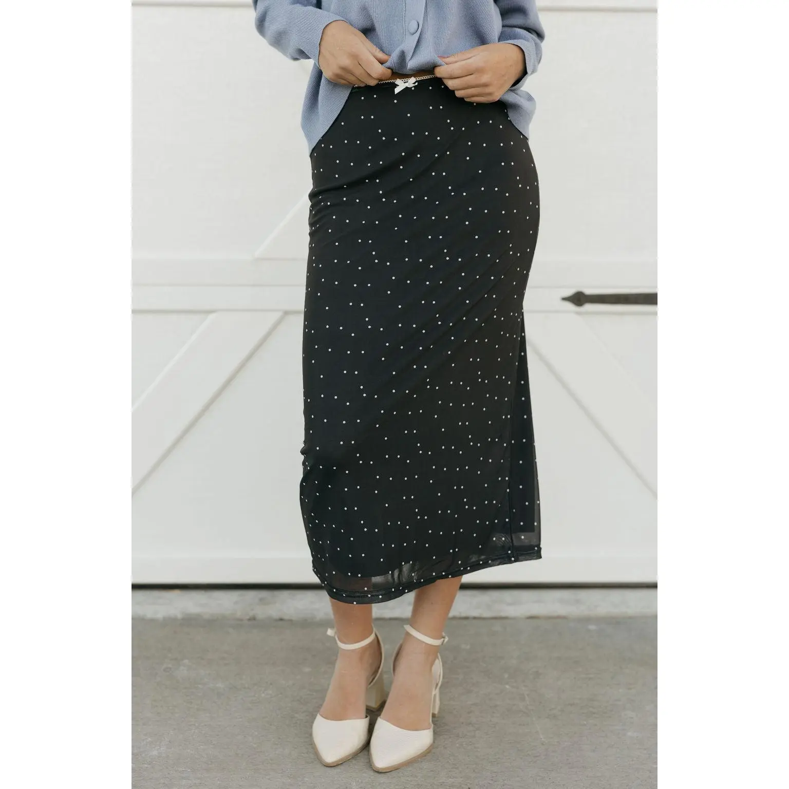Kandi Skirt-Black Polka Dot