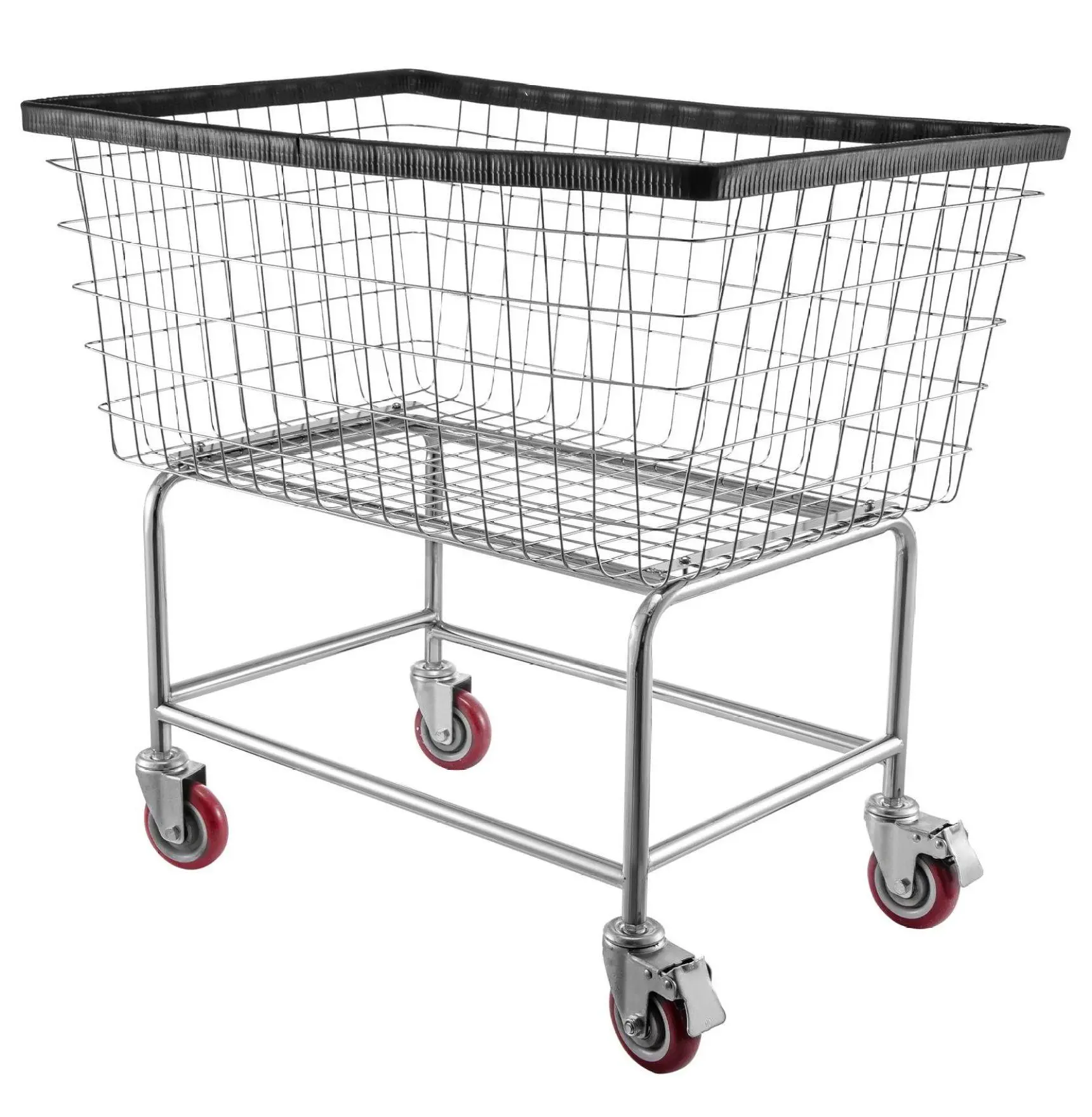 Wire Laundry Cart 4.5 Bushel, Commercial Laundry Basket with Wheels 35"x15.7"x22", Steel Frame Chrome Finish, 5" Casters, Heavy Duty Wire Basket Cart 4.5 Bushels 35 x 15.7 x 22 inch