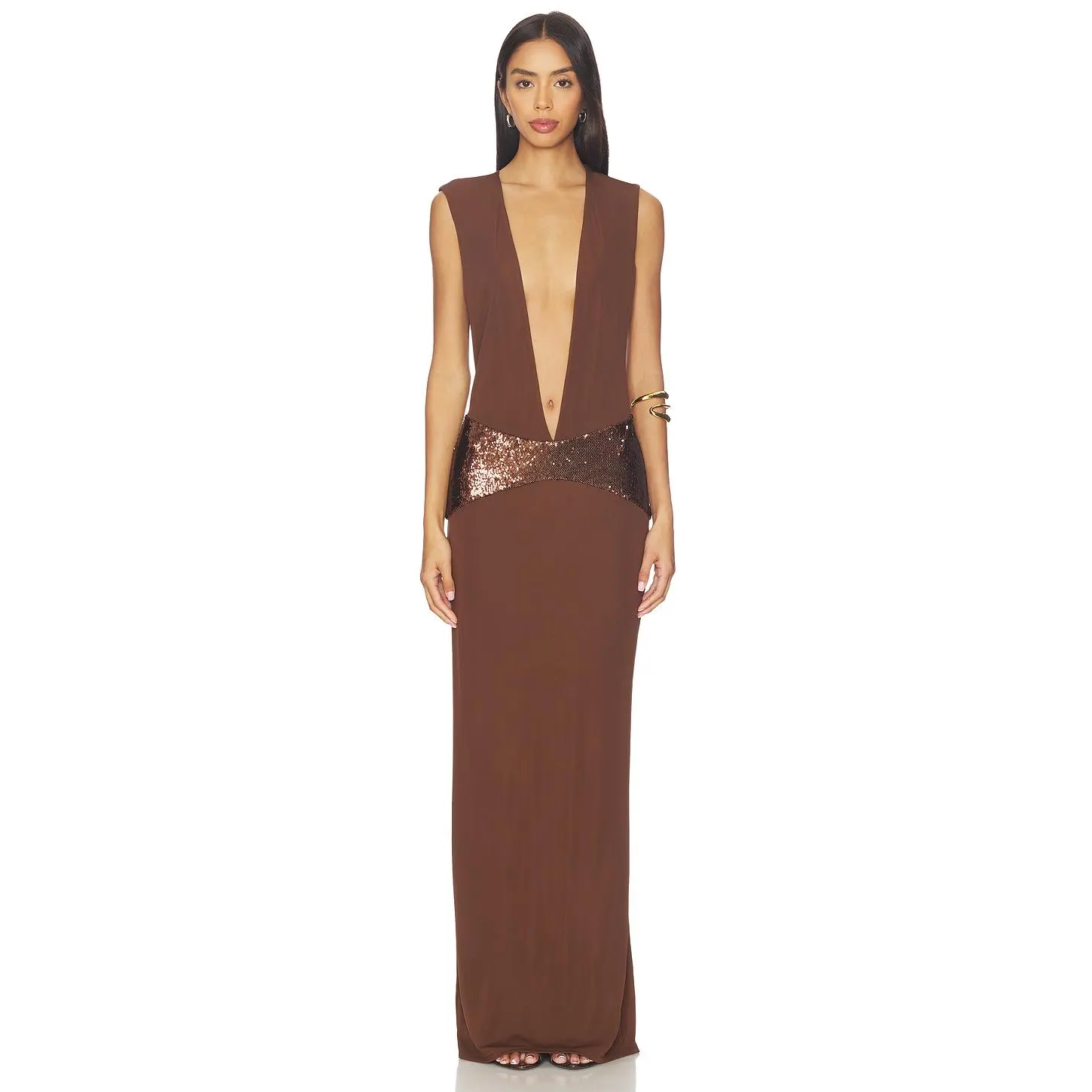 NBD Allona Gown in Chocolate Brown