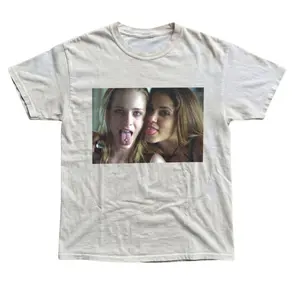 Thirteen Movie Evan Rachel Wood Graphic T-Shirt, Iconic Cult Classic Film Still Image Of Tracy And Evie Sticking Out Tongues, Unisex Streetwear Tee For Movie Fans, Y2K Indie Outfit