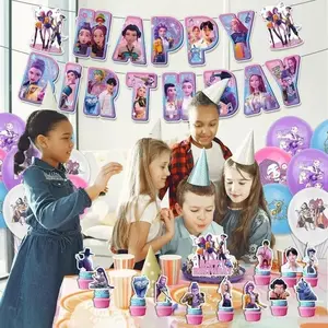 European and American trendy cute cartoon 3D anime character birthday party decoration set, anime girl inspired background banner, balloon and cake tops, children's stickers, cool birthday themed party supplies, perfect party event supplies