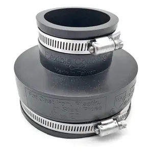 Flexible PVC Rubber Coupling with Stainless Steel Clamps 4 x 2 Inch Black for Cast Iron Plastic or Steel Pipes Secure & Durable Connection
