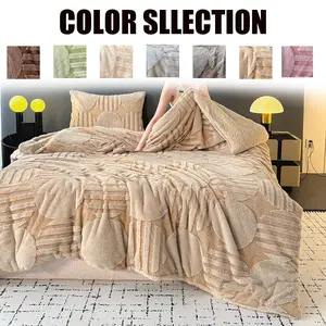 1pc Camel Color Circle Texture Weighted Blanket, Multi-Color Options, Dual-Sided Velvet, Fashion Geometric Textured, Fall Winter Warm Blanket, Soft Bed Blanket