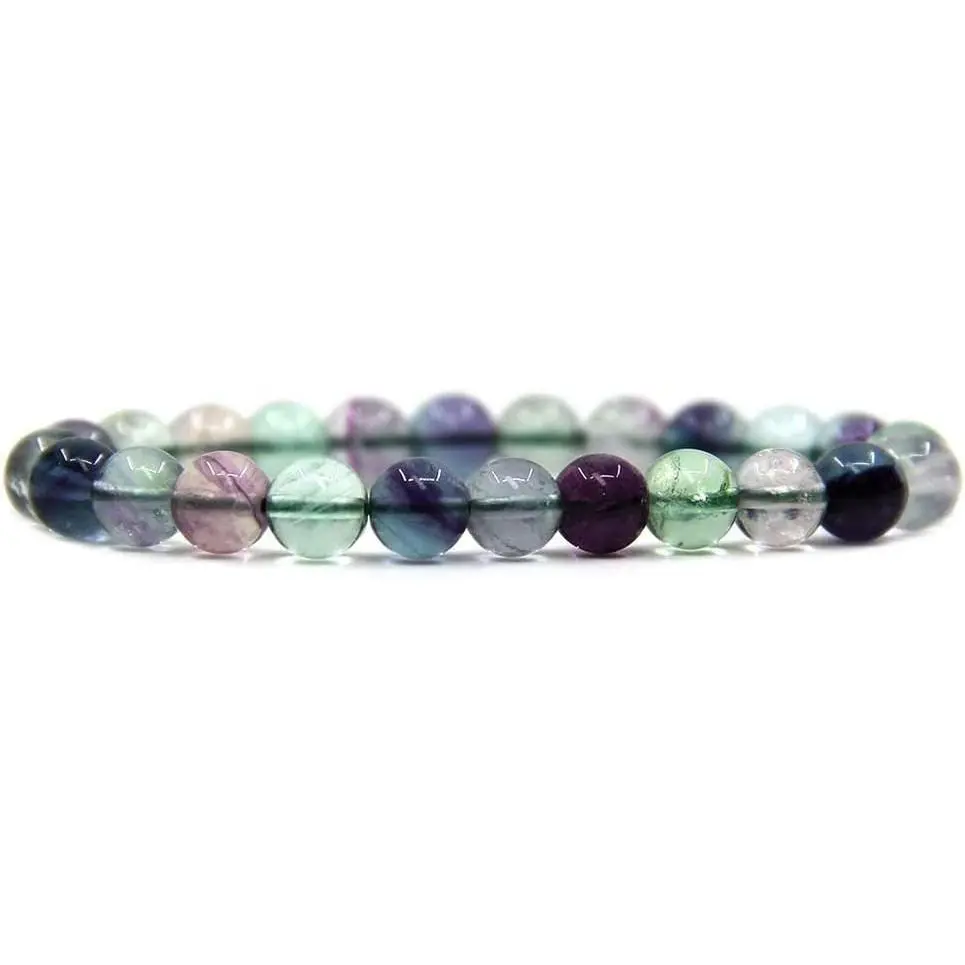 Natural AA Clear Fluorite Gemstone 8mm Round Beads Stretch Bracelet 7" Unisex