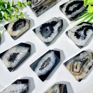 5 High-Quality Agate Obsidian Terraced Door Artificial Crystal Doors Sparkling Decorations for Women's Halloween Christmas Home Party Ideal Gifts