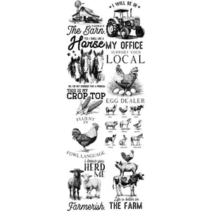 Down On The Farm DTF Transfers Gang Sheet 22” wide x 60” long DIY Direct to Film T Shirt Transfers