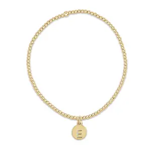 E Newton Classic Gold 2mm Respect Disc Initial Bracelet