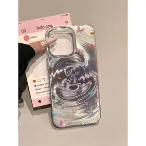 High-end Flowing Butterfly Case for iP1ópro,Compatible with 15promax/14pro/13/12/11, SwirlDesign.Full BodyShockproof Phone Protective Cover.YW48.