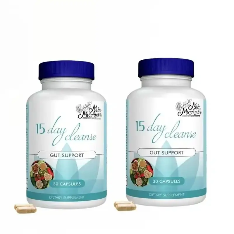 2 Bottles/3 Bottles Mila McAnner 15 Day Cleanse Gut and Colon Support Caffeine Free Advanced Formula with Senna Cascara Sagrada Psyllium Husk Non-GMO Probiotics